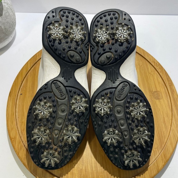 FootJoy GreenJoys White Leather Spiked Golf Shoe Women 8 Retro Athletic Sneaker - Picture 7 of 9